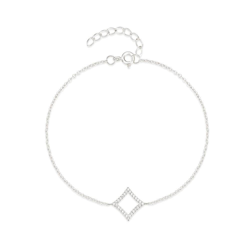 S925 pure silver full diamond geometric diamond bracelet - MOWTE