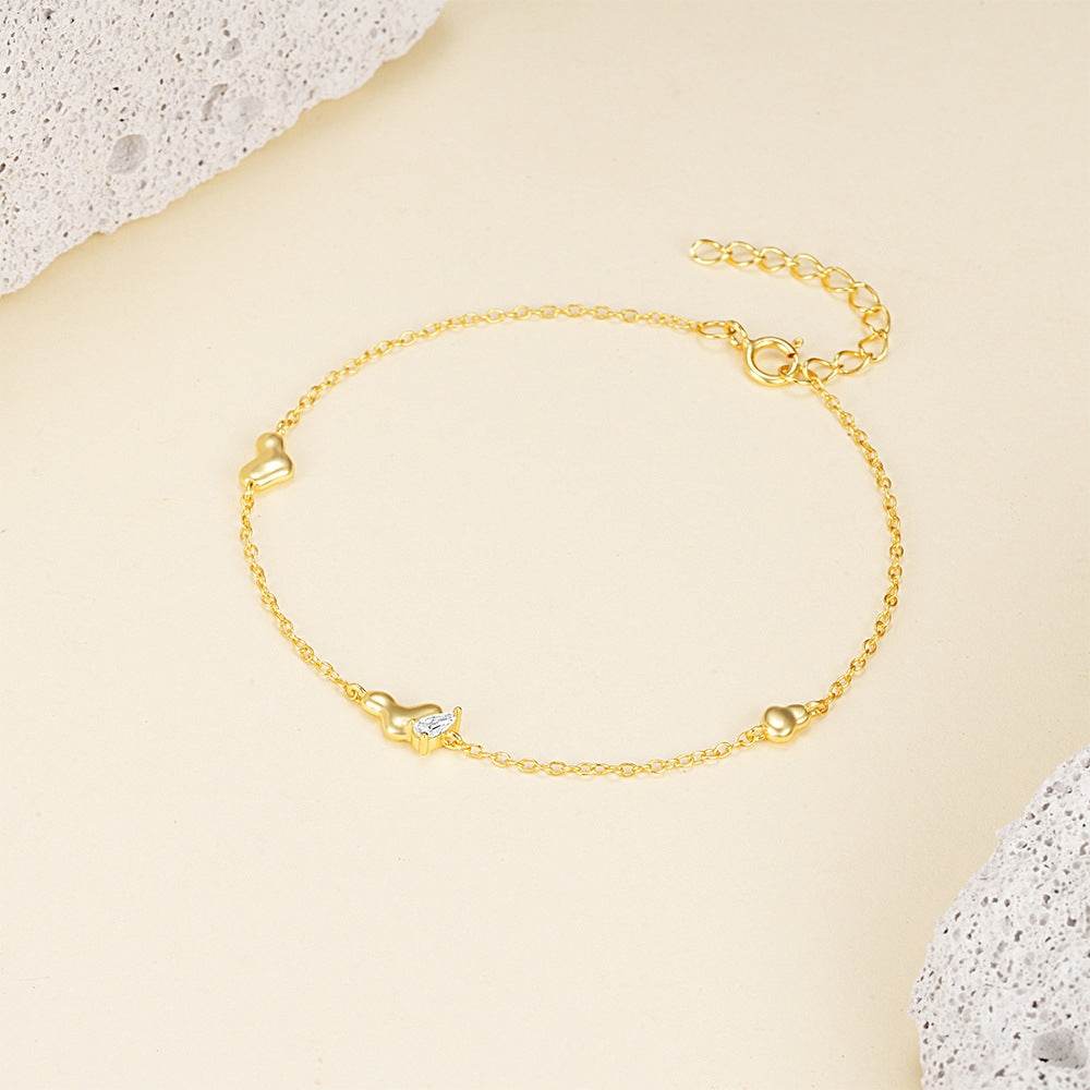 S925 silver inlaid zircon peach heart bracelet for women irregular bracelet - MOWTE