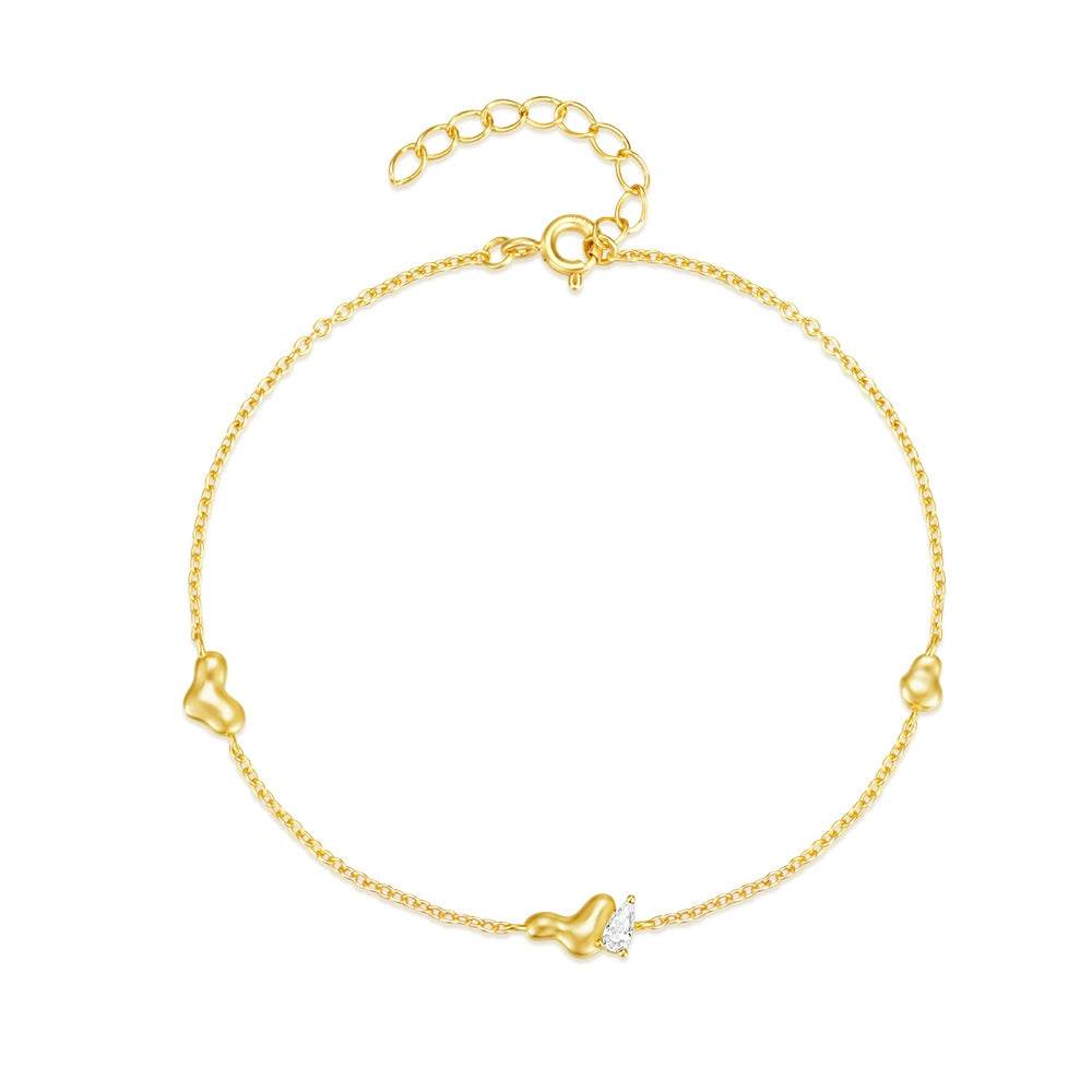 S925 silver inlaid zircon peach heart bracelet for women irregular bracelet - MOWTE