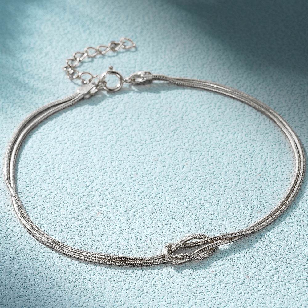 Simplified s925 sterling silver snake bone chain knotted for couples to wear bracelet Valentine's Day gift - MOWTE