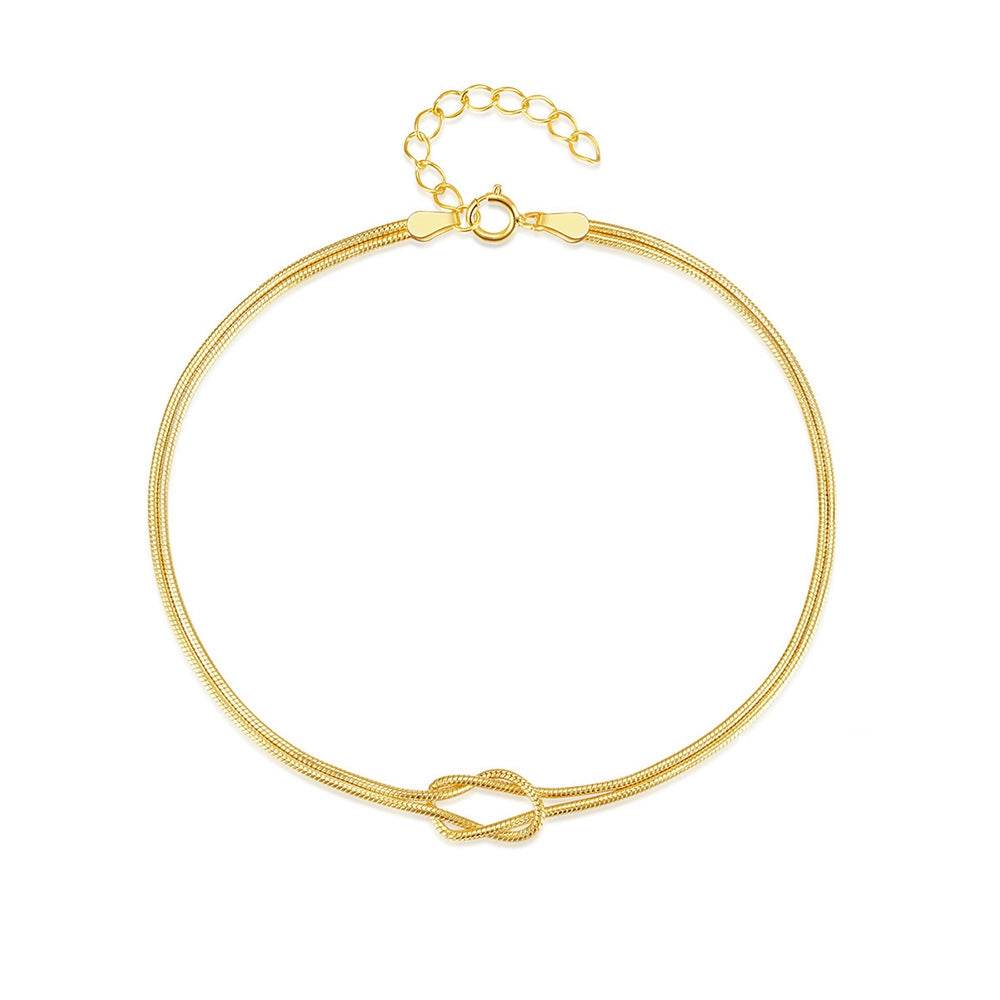 Simplified s925 sterling silver snake bone chain knotted for couples to wear bracelet Valentine's Day gift - MOWTE