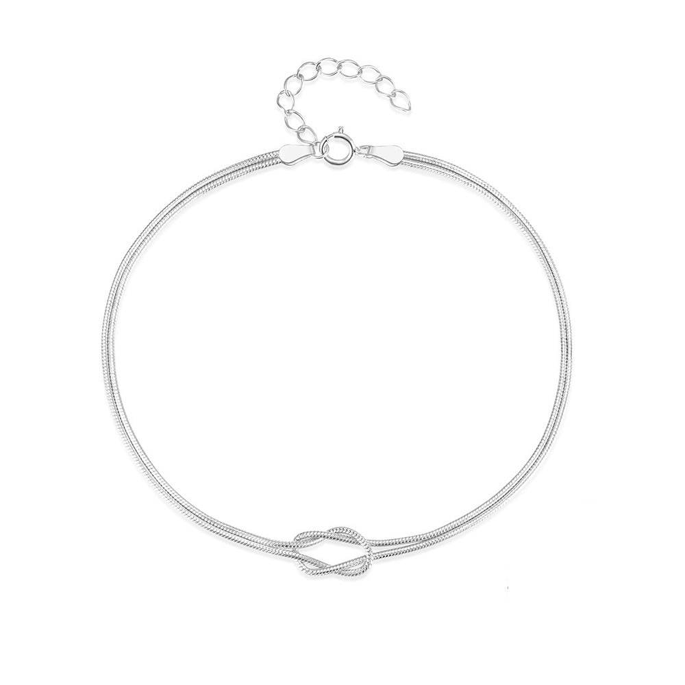 Simplified s925 sterling silver snake bone chain knotted for couples to wear bracelet Valentine's Day gift - MOWTE