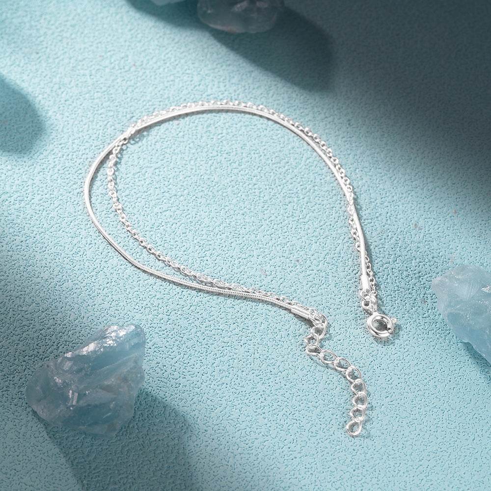 Fashionable minimalist s925 sterling silver double-layer chain bracelet for women - MOWTE