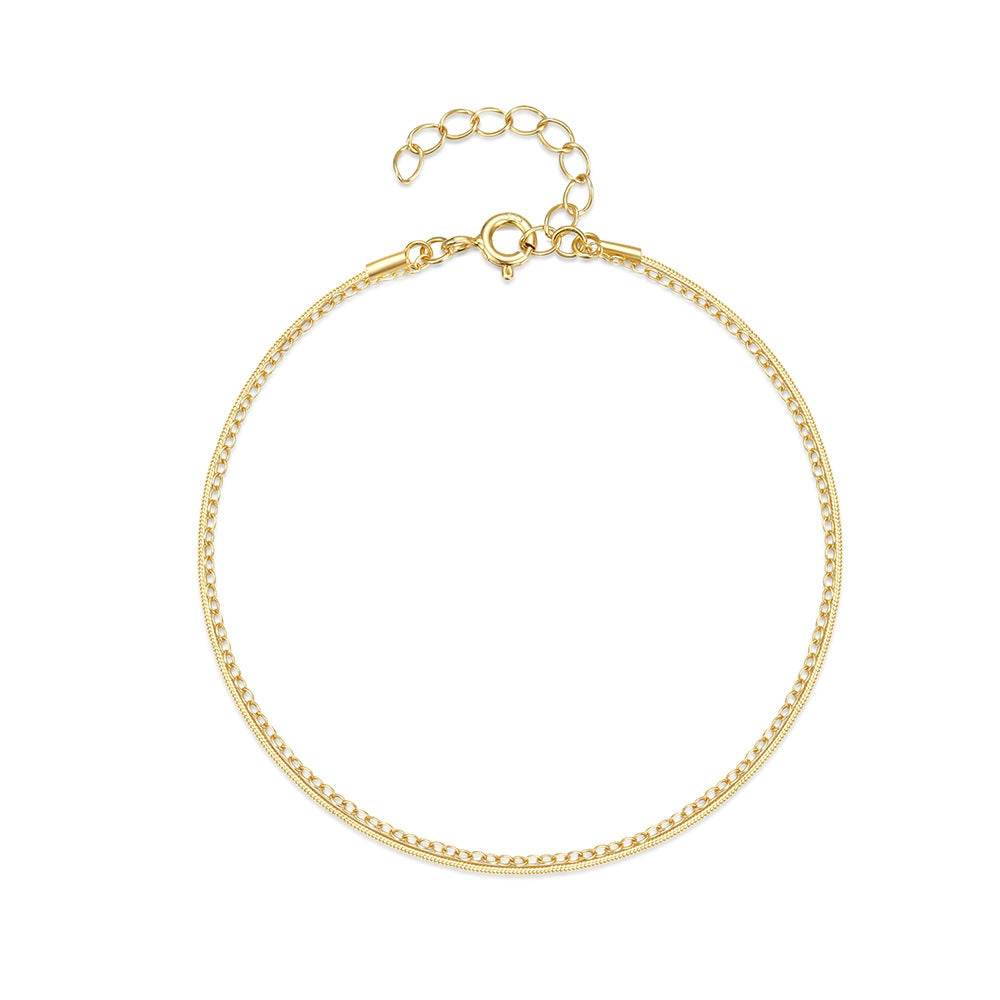 Fashionable minimalist s925 sterling silver double-layer chain bracelet for women - MOWTE