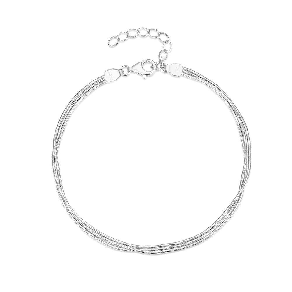 Fashionable stacked 925 silver three-layer snake bone chain bracelet - MOWTE