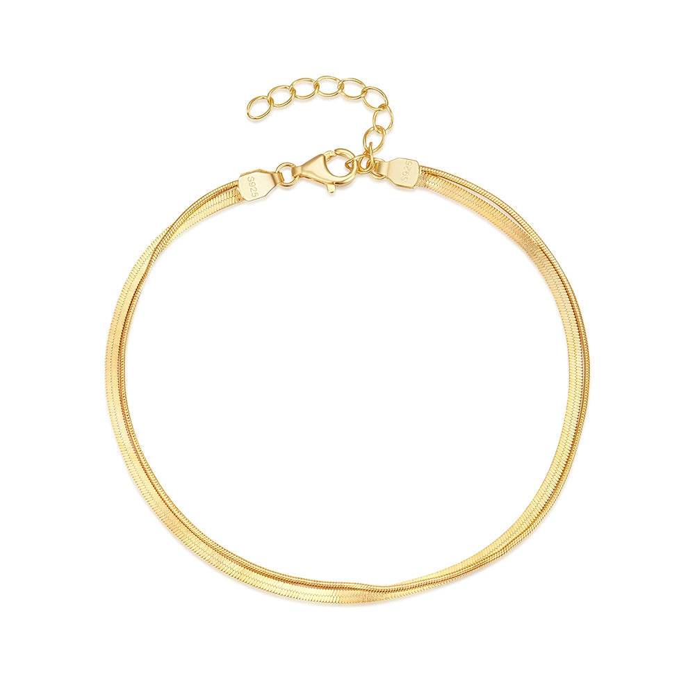 Fashionable minimalist stacking style 925 silver double-layer snake bone chain bracelet for women - MOWTE