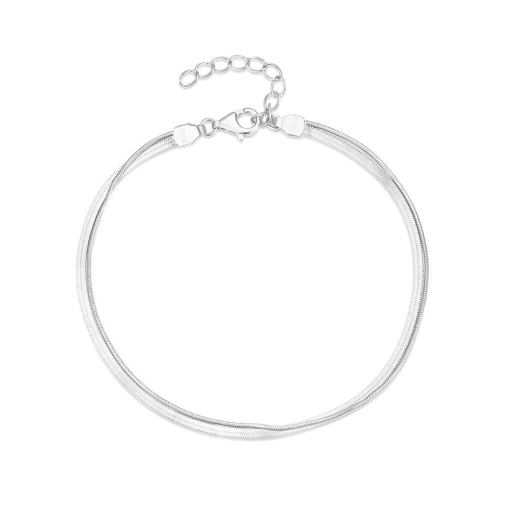 Fashionable minimalist stacking style 925 silver double-layer snake bone chain bracelet for women - MOWTE