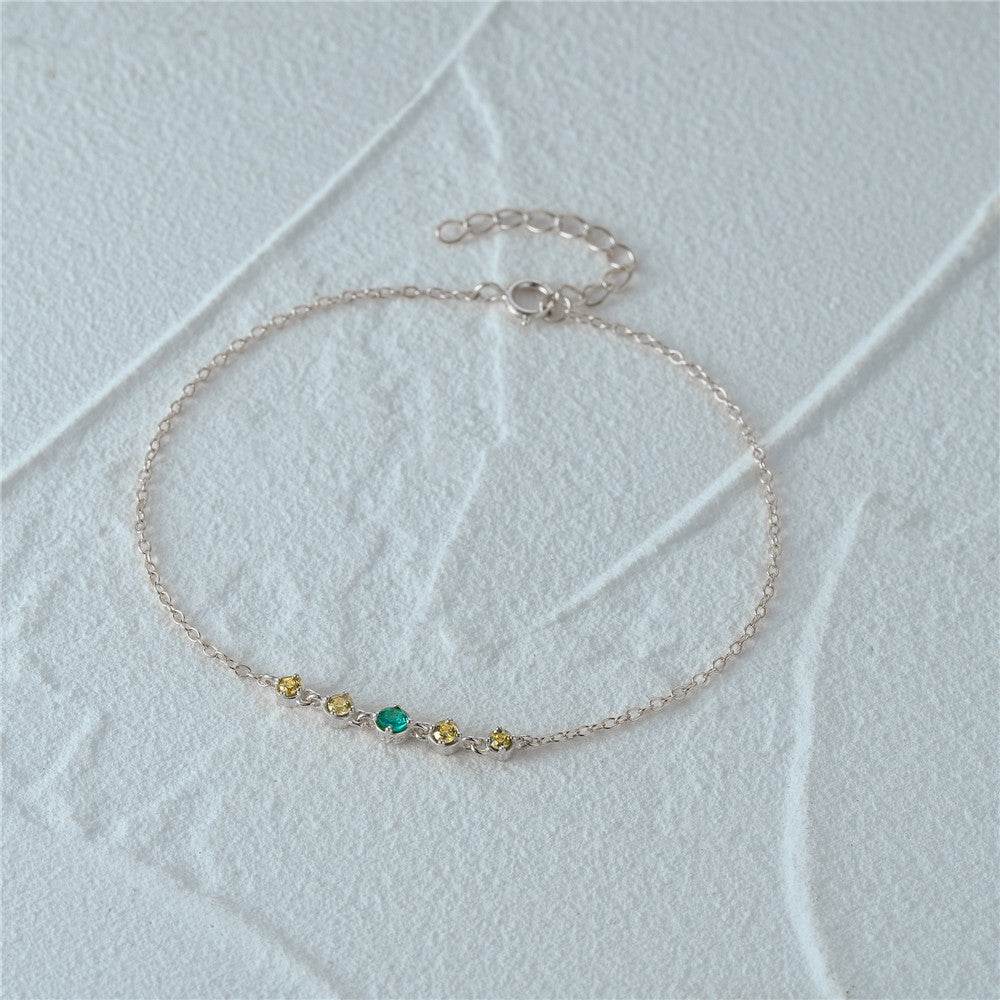 S925 sterling silver colorful 5-piece diamond studded daily matching women's bracelet - MOWTE