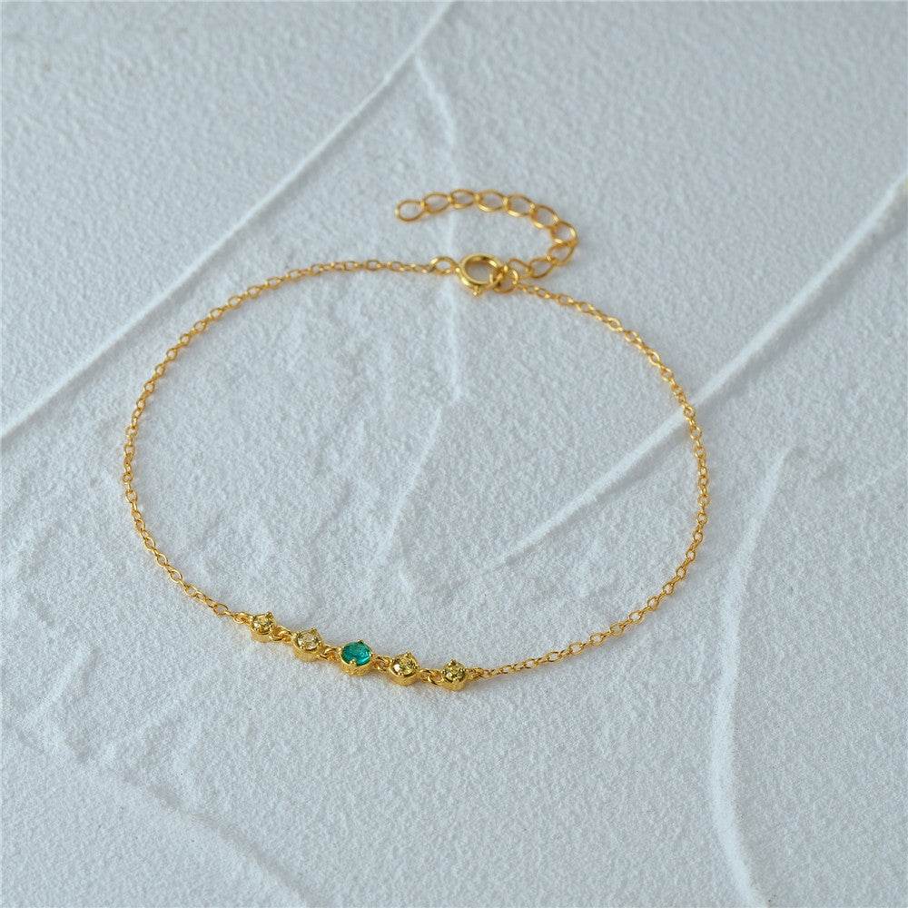 S925 sterling silver colorful 5-piece diamond studded daily matching women's bracelet - MOWTE