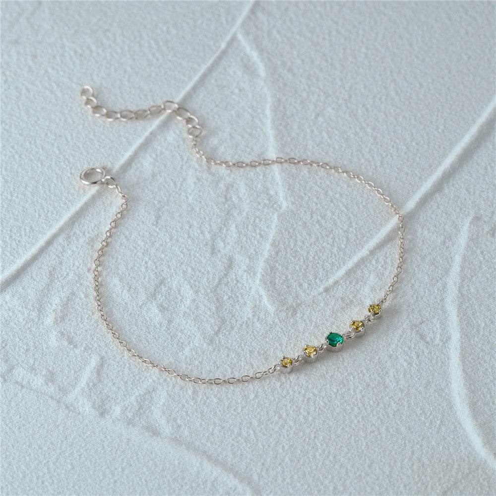 S925 sterling silver colorful 5-piece diamond studded daily matching women's bracelet - MOWTE