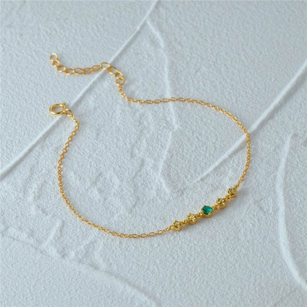 S925 sterling silver colorful 5-piece diamond studded daily matching women's bracelet - MOWTE