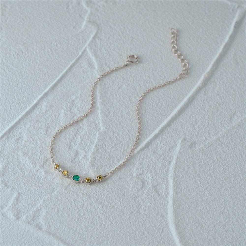 S925 sterling silver colorful 5-piece diamond studded daily matching women's bracelet - MOWTE