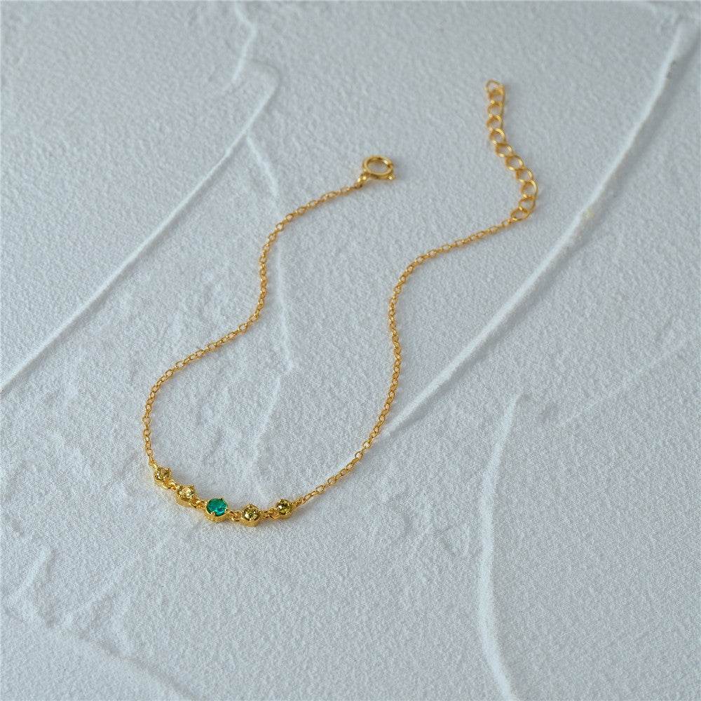 S925 sterling silver colorful 5-piece diamond studded daily matching women's bracelet - MOWTE