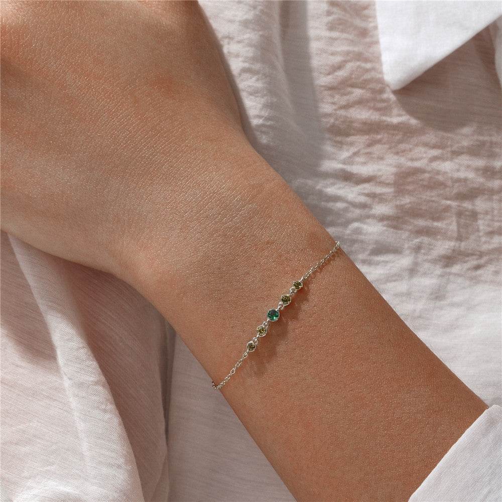 S925 sterling silver colorful 5-piece diamond studded daily matching women's bracelet - MOWTE