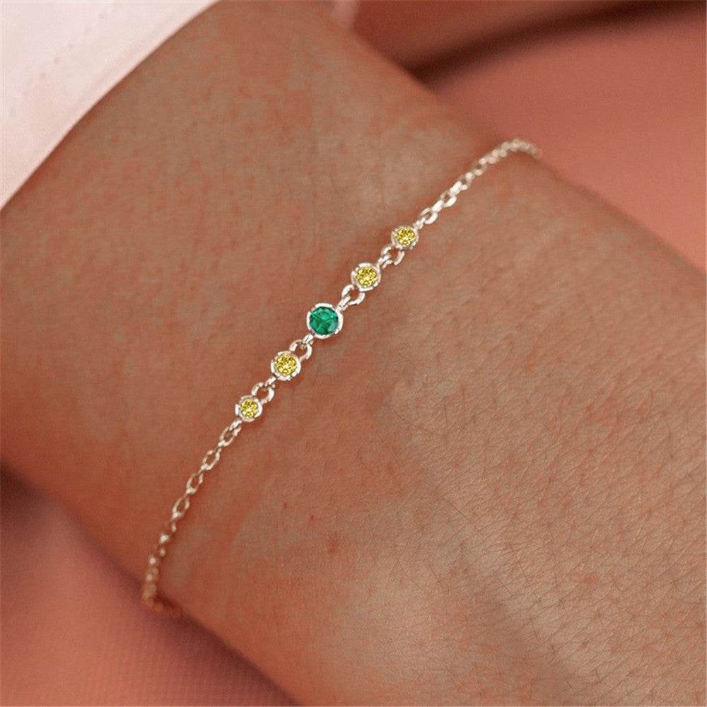 S925 sterling silver colorful 5-piece diamond studded daily matching women's bracelet - MOWTE
