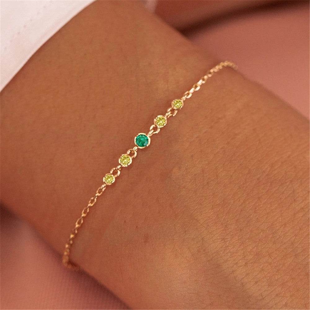 S925 sterling silver colorful 5-piece diamond studded daily matching women's bracelet - MOWTE