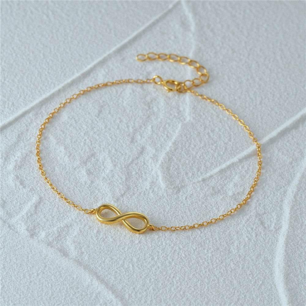 S925 pure silver eight character simple classic eternal chain daily matching women's bracelet - MOWTE