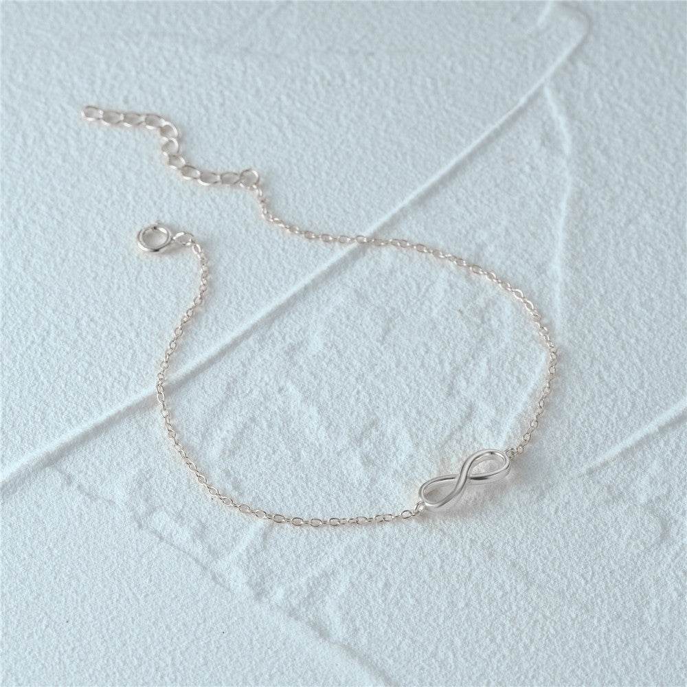 S925 pure silver eight character simple classic eternal chain daily matching women's bracelet - MOWTE