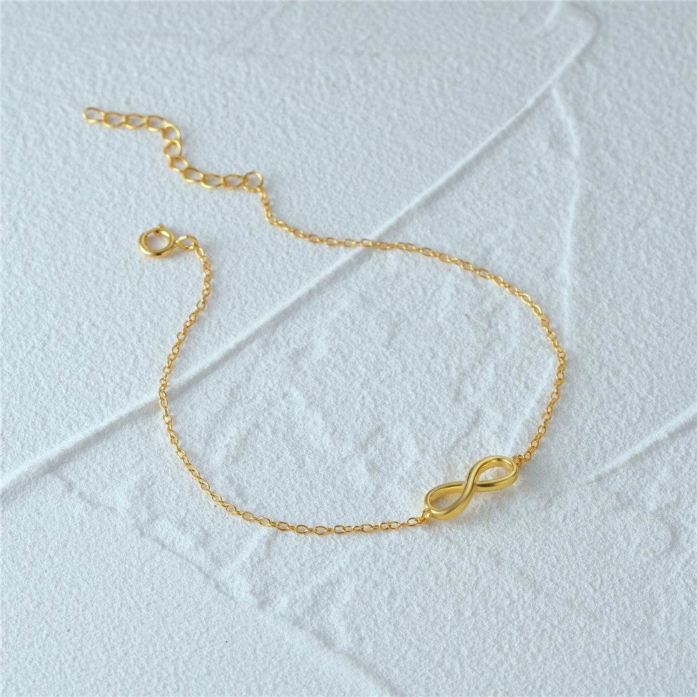 S925 pure silver eight character simple classic eternal chain daily matching women's bracelet - MOWTE