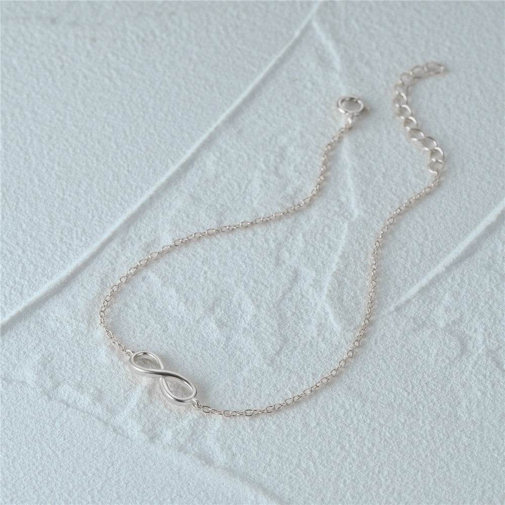 S925 pure silver eight character simple classic eternal chain daily matching women's bracelet - MOWTE