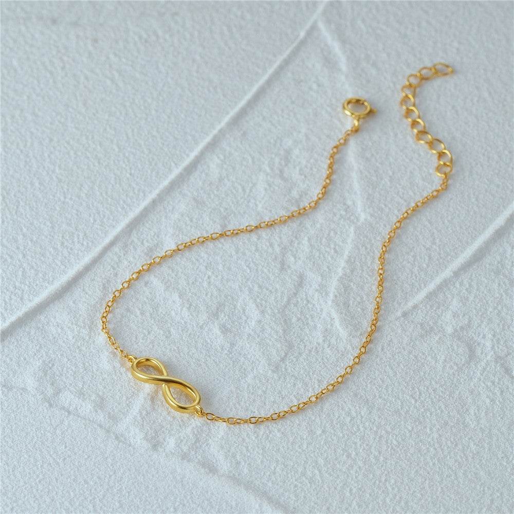 S925 pure silver eight character simple classic eternal chain daily matching women's bracelet - MOWTE