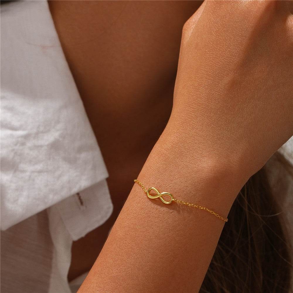 S925 pure silver eight character simple classic eternal chain daily matching women's bracelet - MOWTE