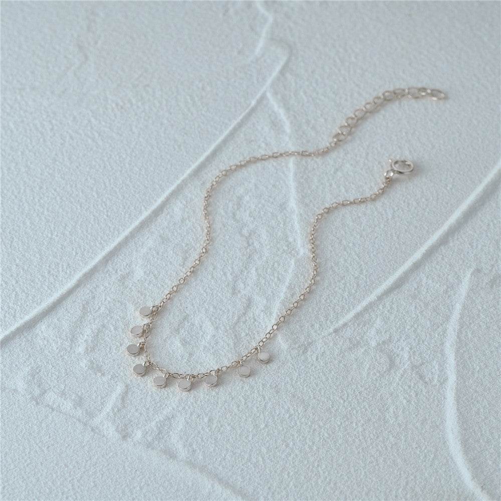 S925 pure silver simple round piece daily matching women's bracelet - MOWTE