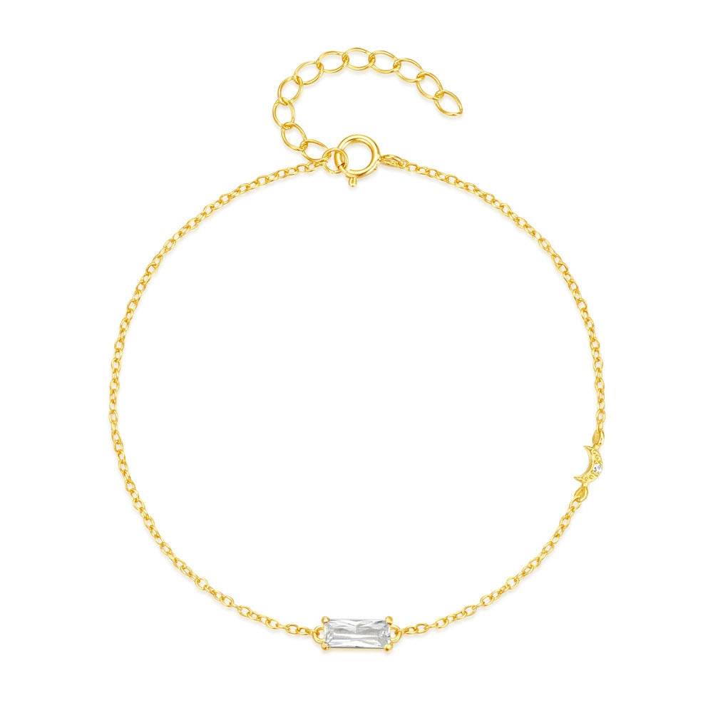 S925 pure silver simple classic simple rectangular versatile basic bracelet - MOWTE