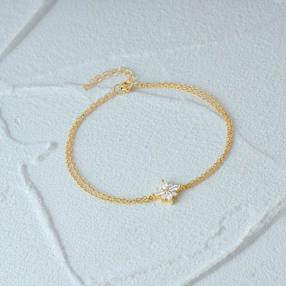 S925 pure silver starry sky bracelet women's snowflake pendant - MOWTE