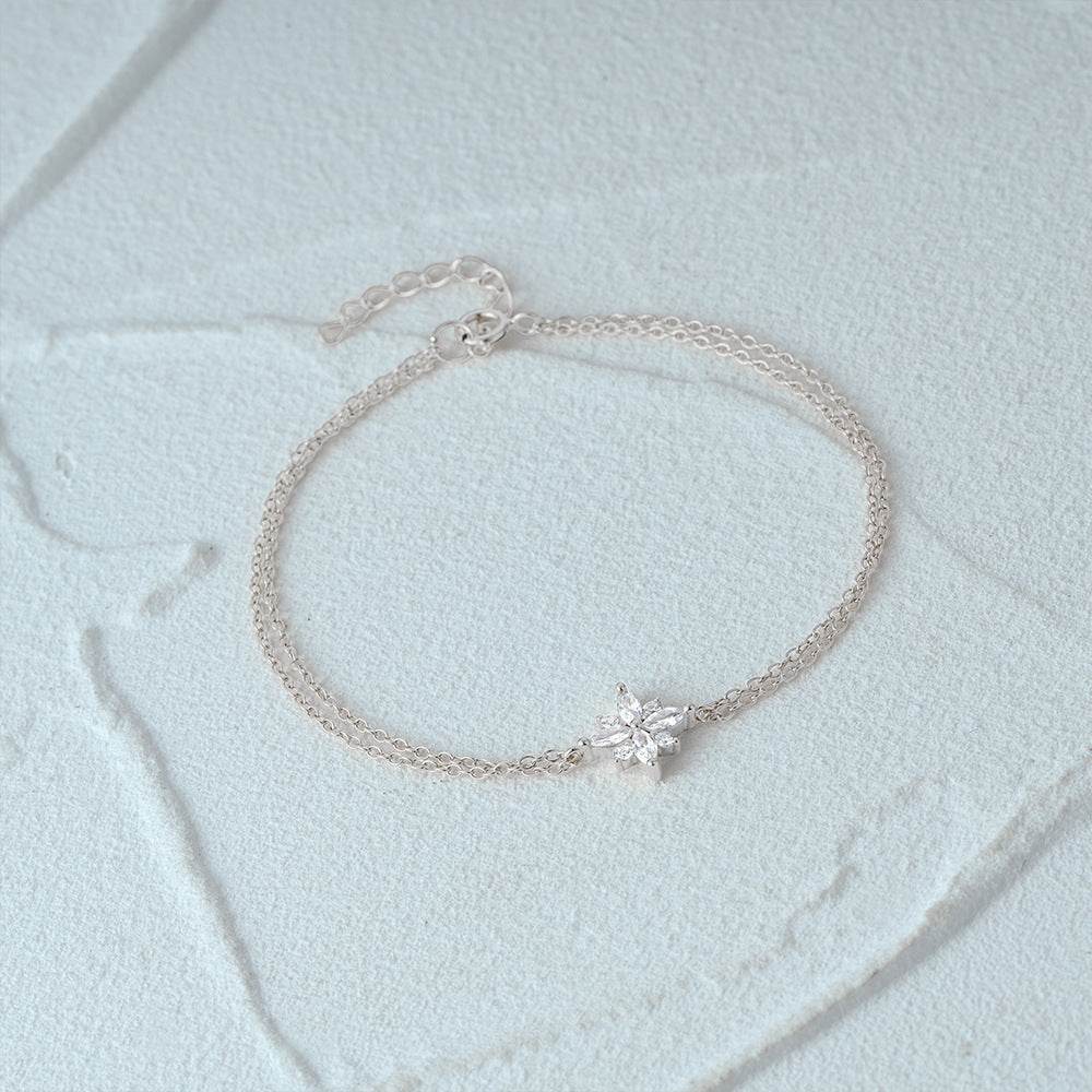 S925 pure silver starry sky bracelet women's snowflake pendant - MOWTE
