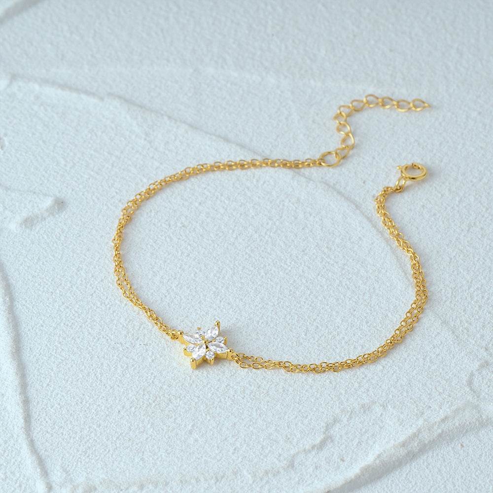 S925 pure silver starry sky bracelet women's snowflake pendant - MOWTE