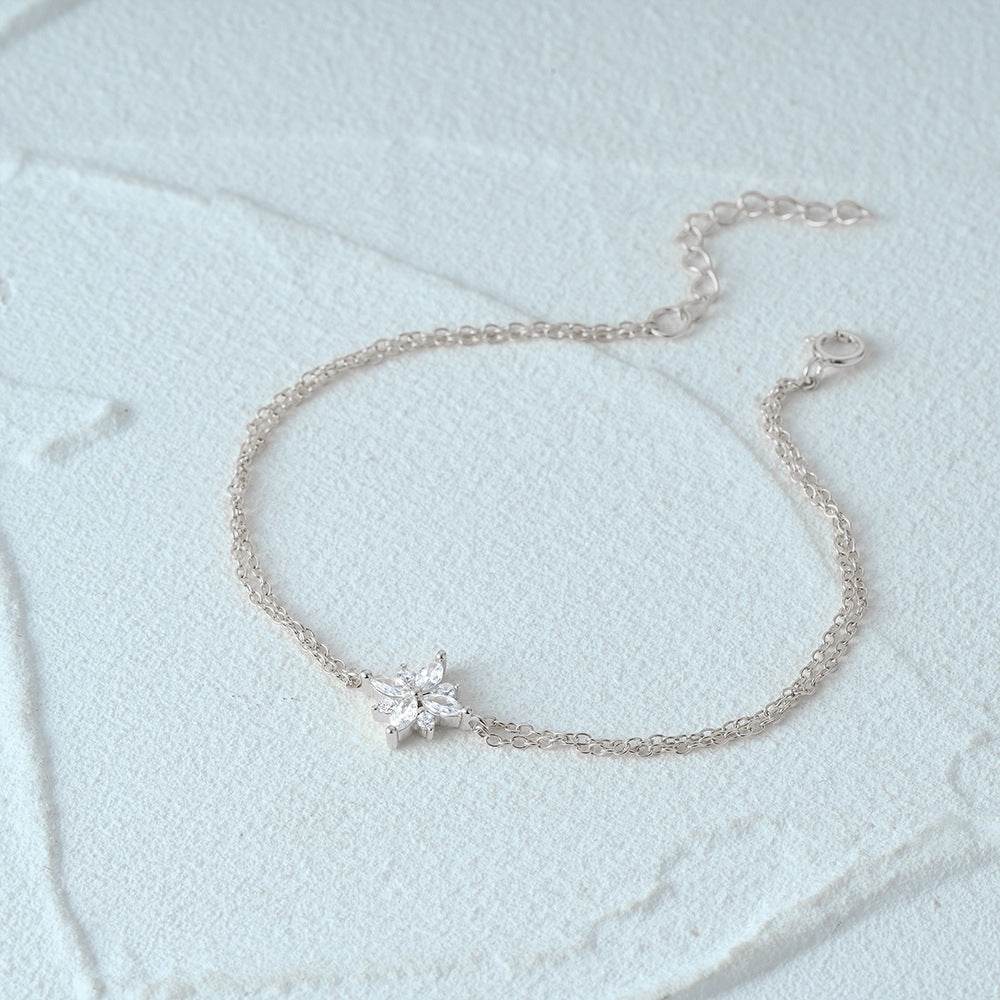 S925 pure silver starry sky bracelet women's snowflake pendant - MOWTE