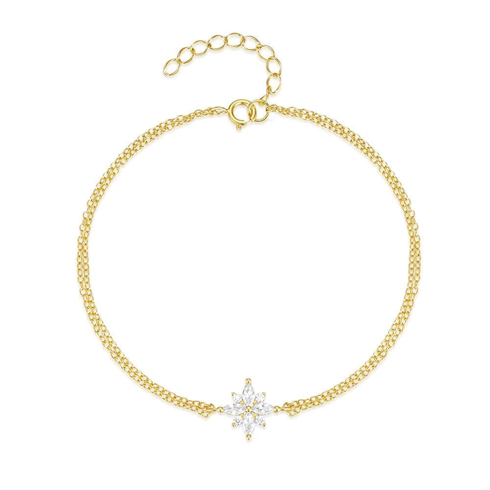S925 pure silver starry sky bracelet women's snowflake pendant - MOWTE