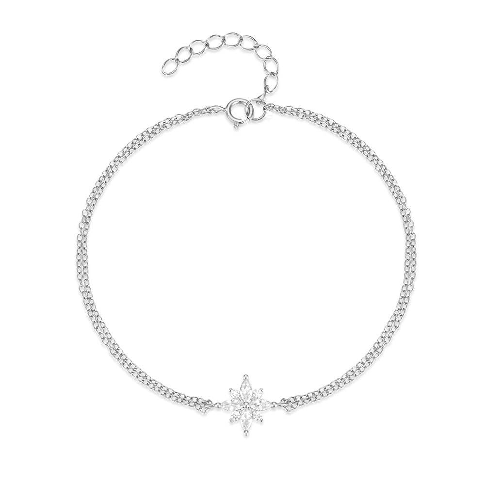 S925 pure silver starry sky bracelet women's snowflake pendant - MOWTE