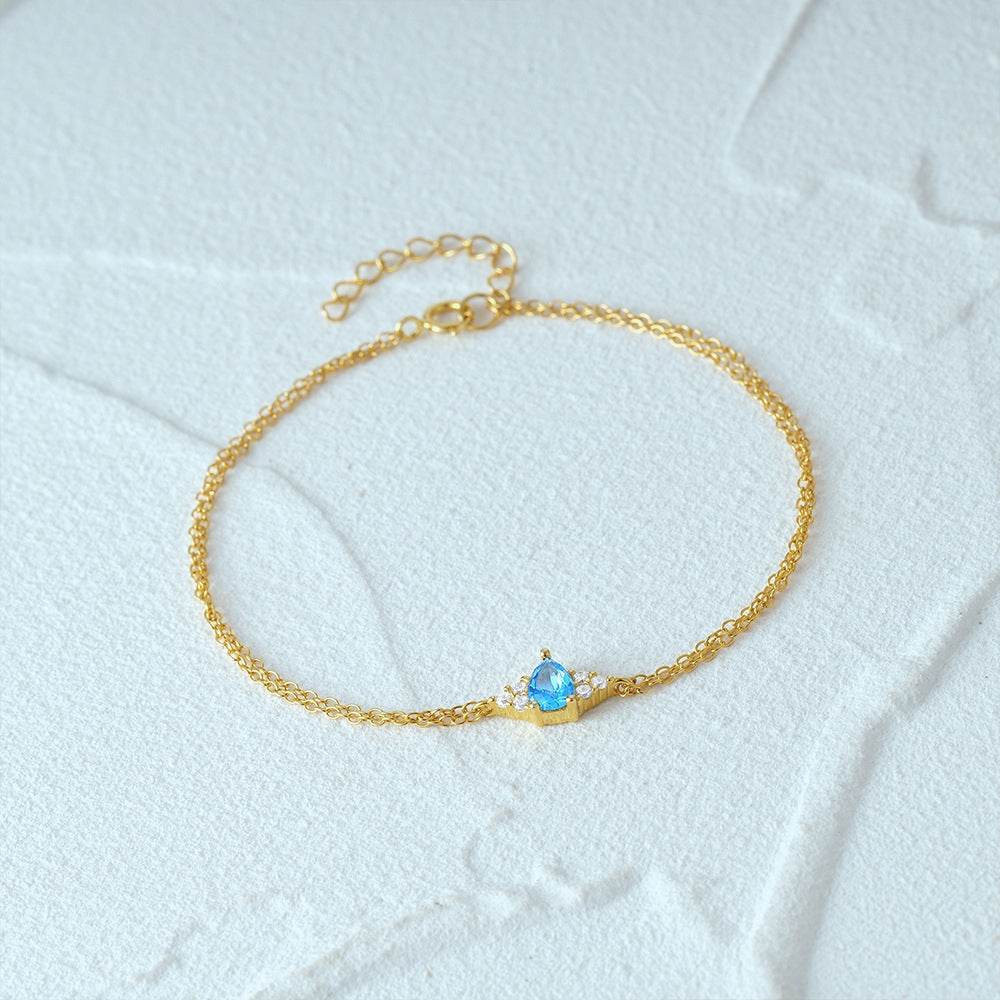 S925 pure silver diamond sky sapphire bracelet for women's daily wear - MOWTE