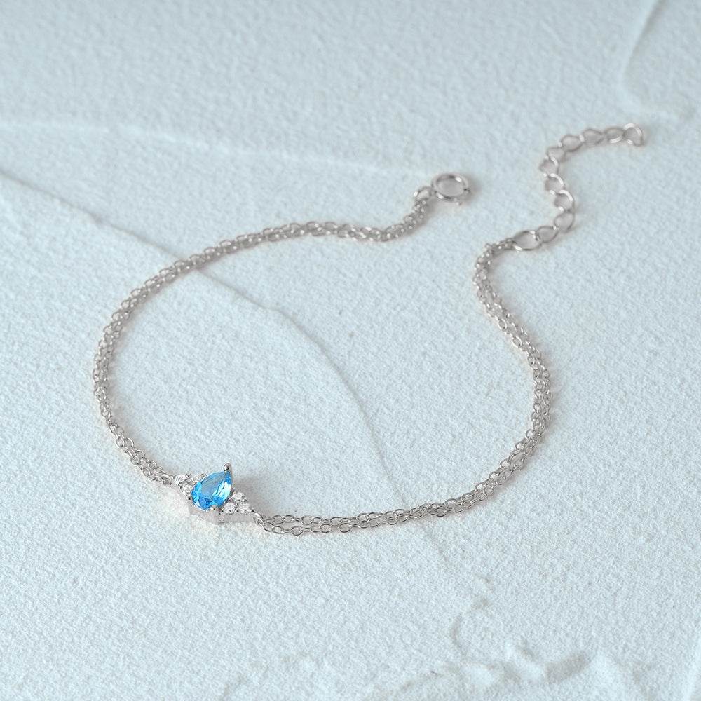 S925 pure silver diamond sky sapphire bracelet for women's daily wear - MOWTE