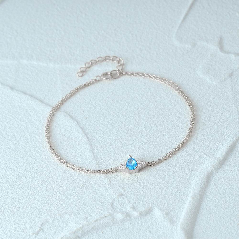 S925 pure silver diamond sky sapphire bracelet for women's daily wear - MOWTE