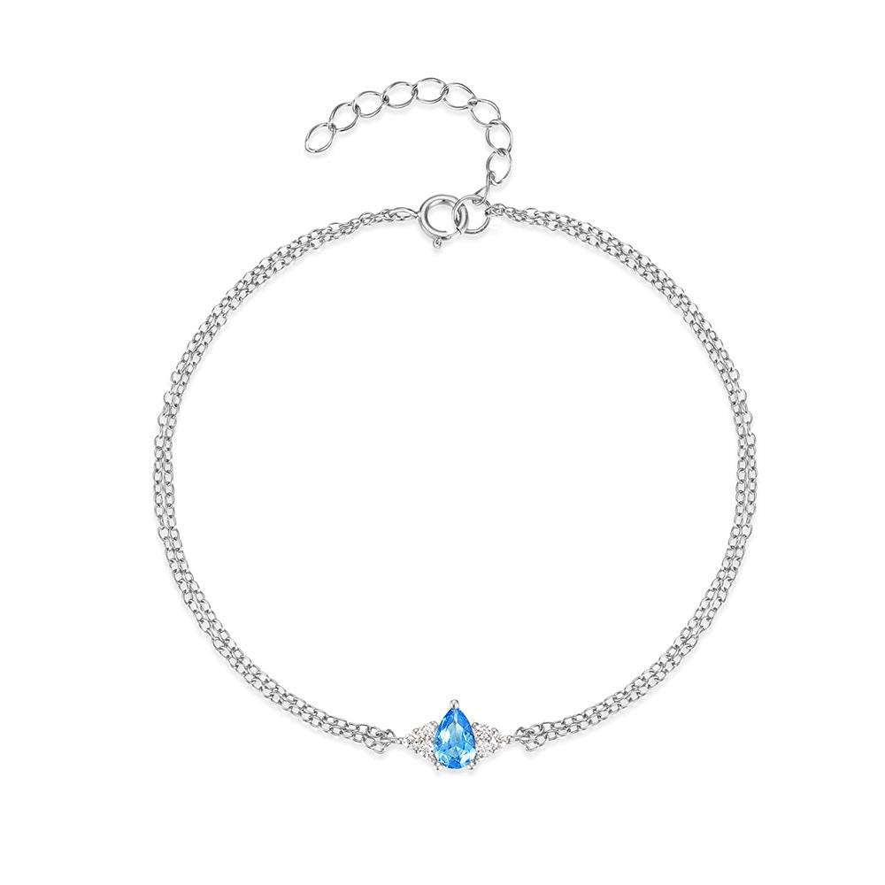 S925 pure silver diamond sky sapphire bracelet for women's daily wear - MOWTE