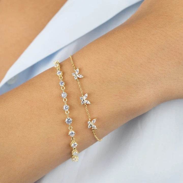 S925 pure silver daily wearing diamond bow bracelet - MOWTE