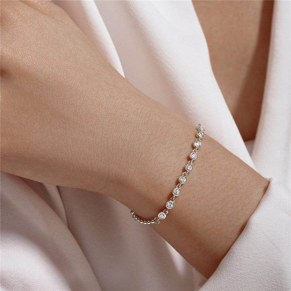 S925 pure silver diamond inlay bracelet - MOWTE