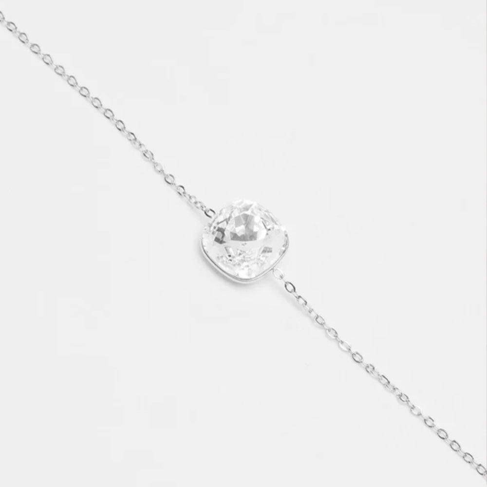 S925 silver minimalist geometric square super sparkling diamond inlaid bracelet for women - MOWTE