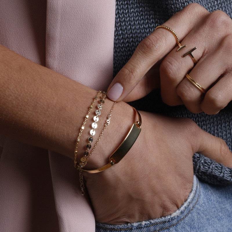 S925 sterling silver round bracelet ins minimalist - MOWTE