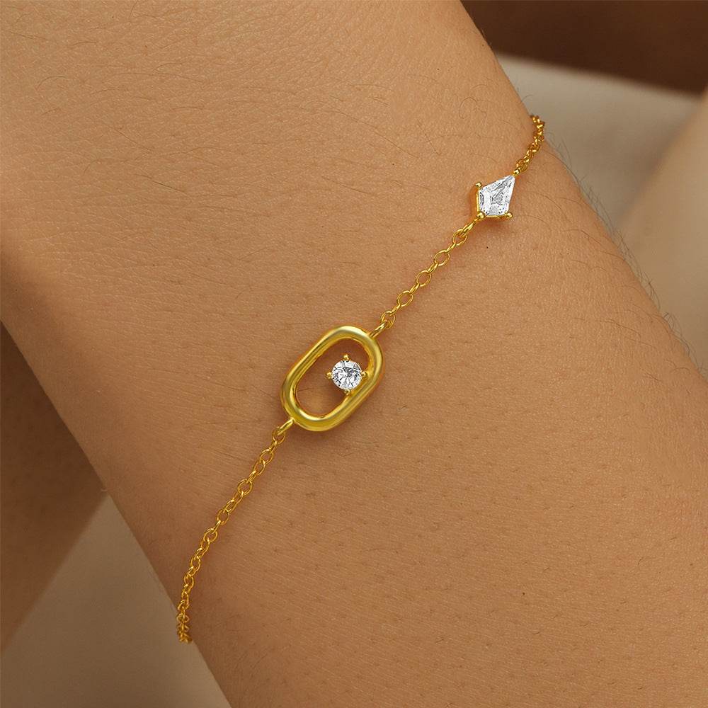 Oval shaped zircon diamond bracelet s925 pure silver classic women's bracelet - MOWTE