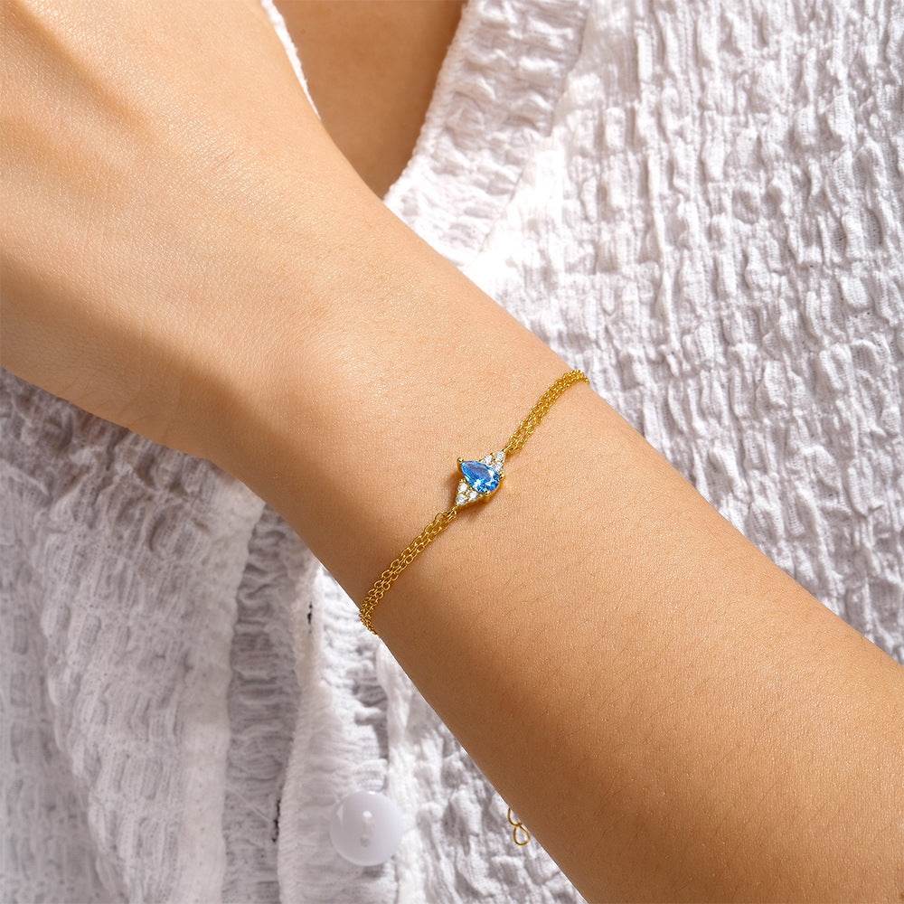 S925 pure silver diamond sky sapphire bracelet for women's daily wear - MOWTE