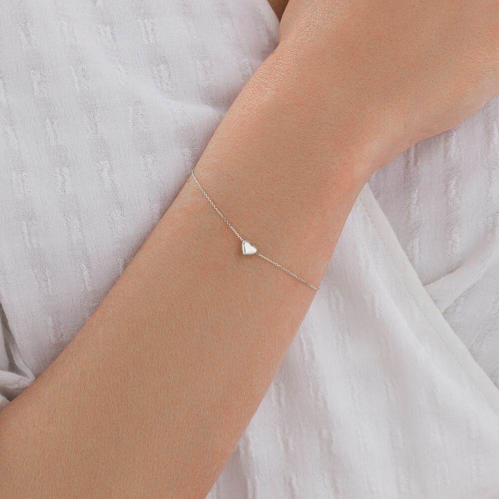 S925 pure silver heart-shaped smooth daily commuting bracelet for women - MOWTE