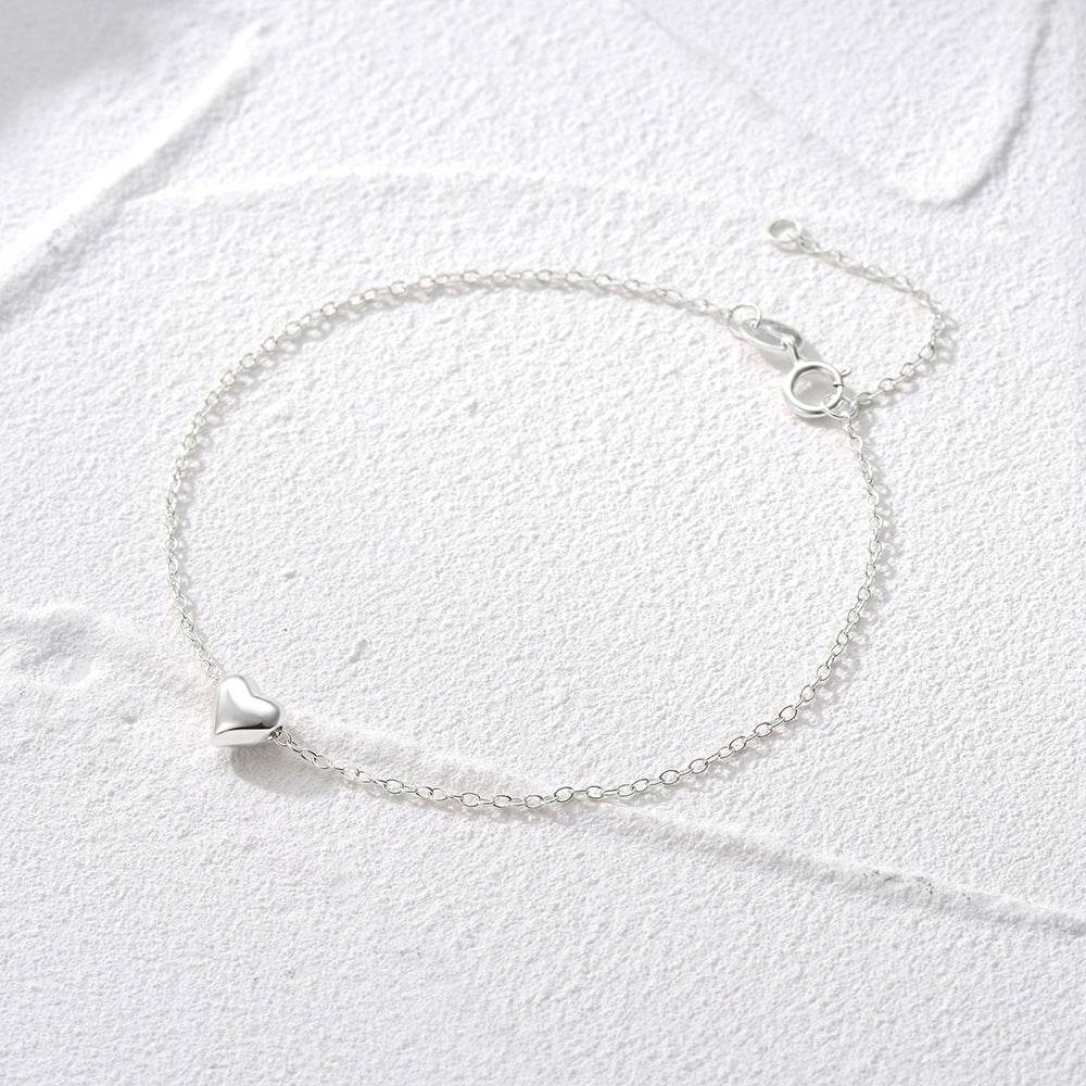 S925 pure silver heart-shaped smooth daily commuting bracelet for women - MOWTE