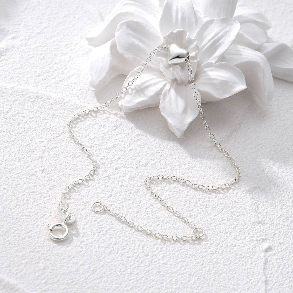 S925 pure silver heart-shaped smooth daily commuting bracelet for women - MOWTE