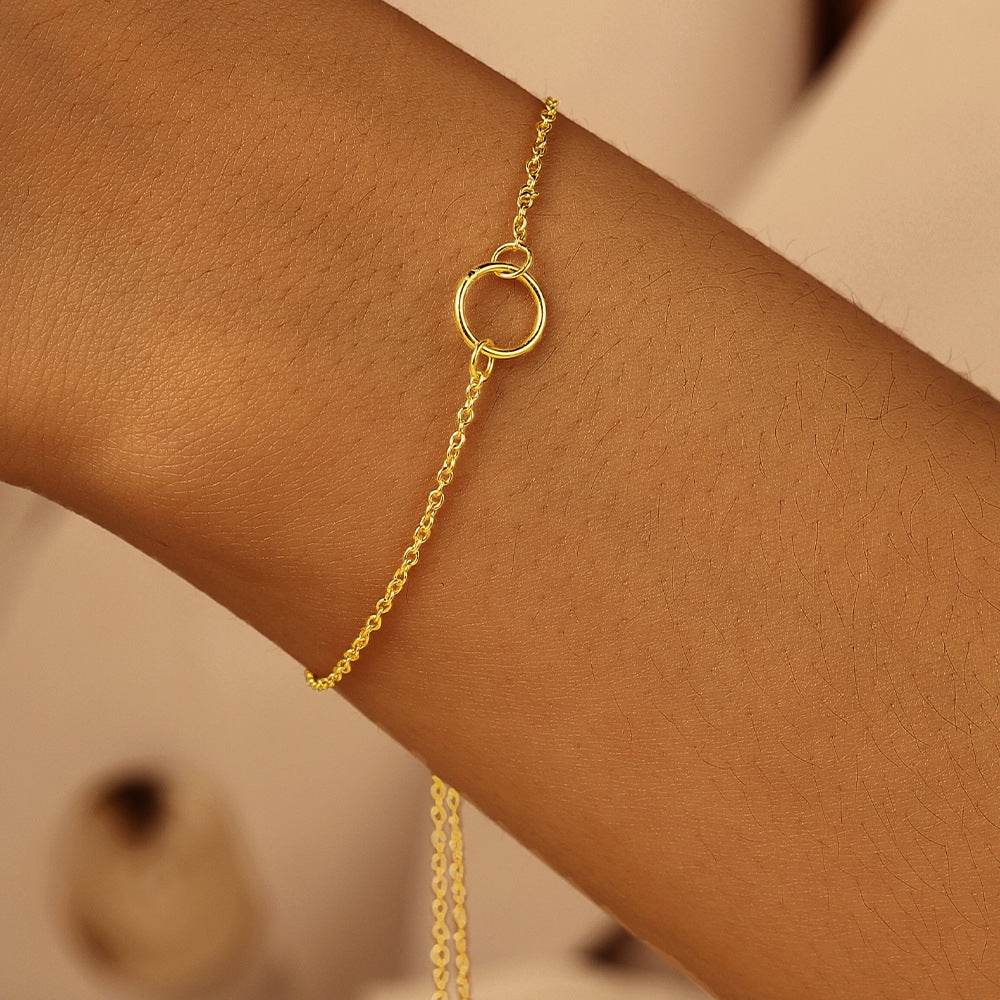 925 sterling silver geometric circle necklace women's ins minimalist bracelet - MOWTE