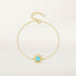 S925 pure silver turquoise flower round brand diamond inlaid women's bracelet - MOWTE