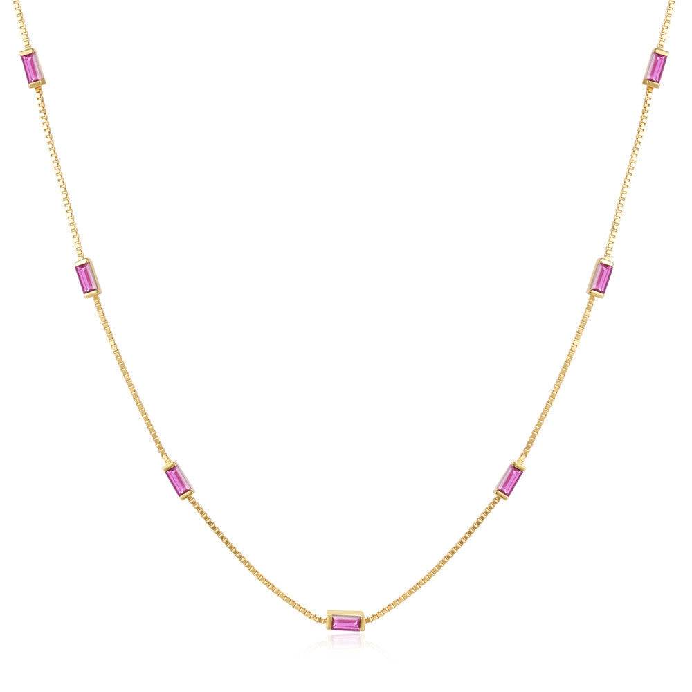 925 sterling silver exquisite simple fine chain color diamond collarbone chain necklace - MOWTE